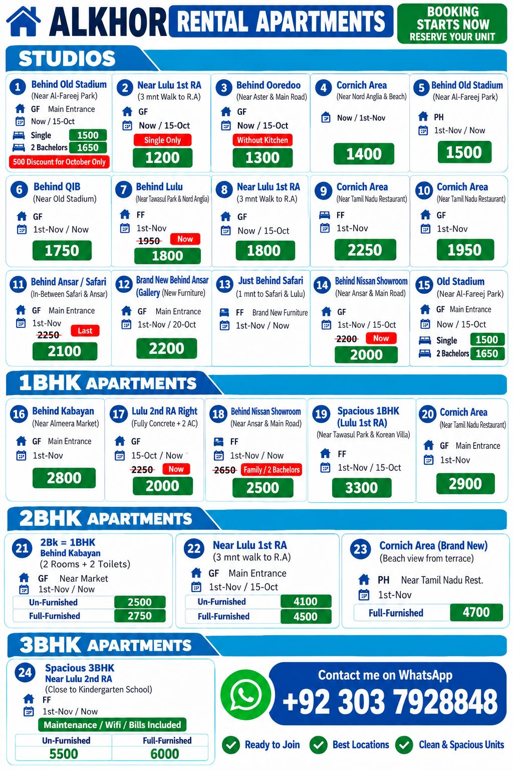 STUDIO unit for rent in Qatar
